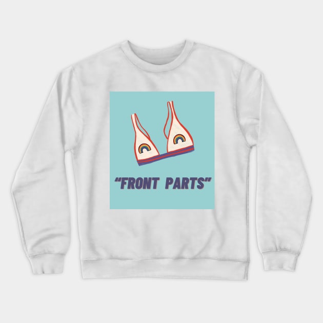 Really Weird Question "Front Parts" blue top alternative Crewneck Sweatshirt by ReallyWeirdQuestionPodcast